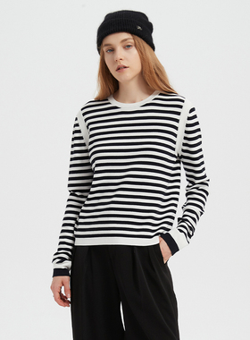 Petit Bari 撞色条纹针织宽松长袖上衣