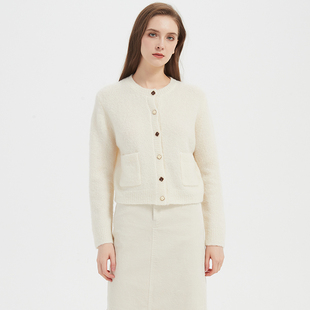 温暖粗棒针羊毛毛衣开衫 Petit Bari