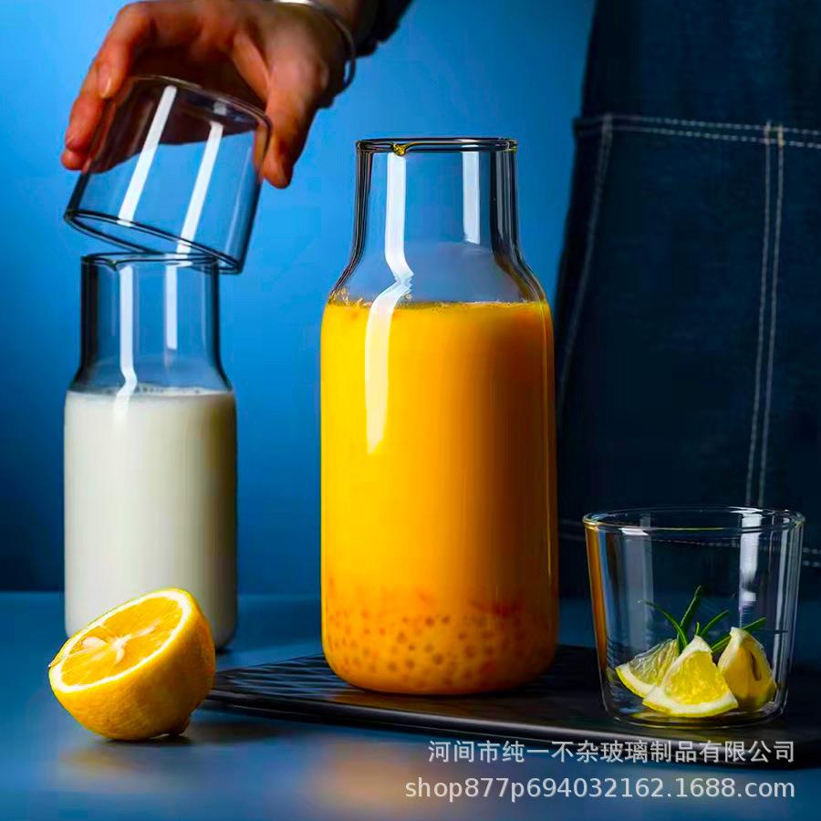 水壶玻璃高级感一人壶轻奢凉水壶耐高温简约套装家用冷水壶透明