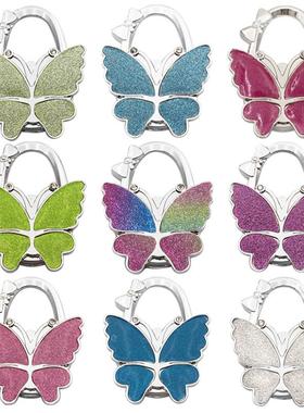 现货供应光面磨砂大蝴蝶挂包钩内折叠女士包扣箱包配件便携桌边钩