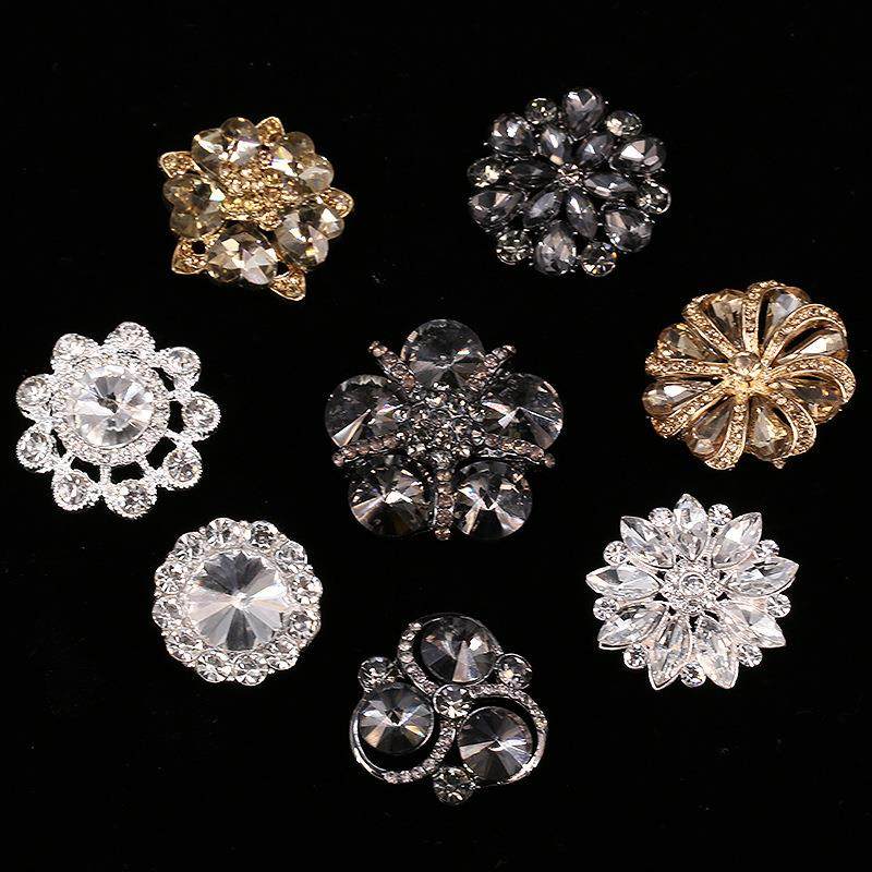 金属皮草纽扣扣子黑色时尚高档大衣装饰女貂皮花瓣水钻钻扣配件