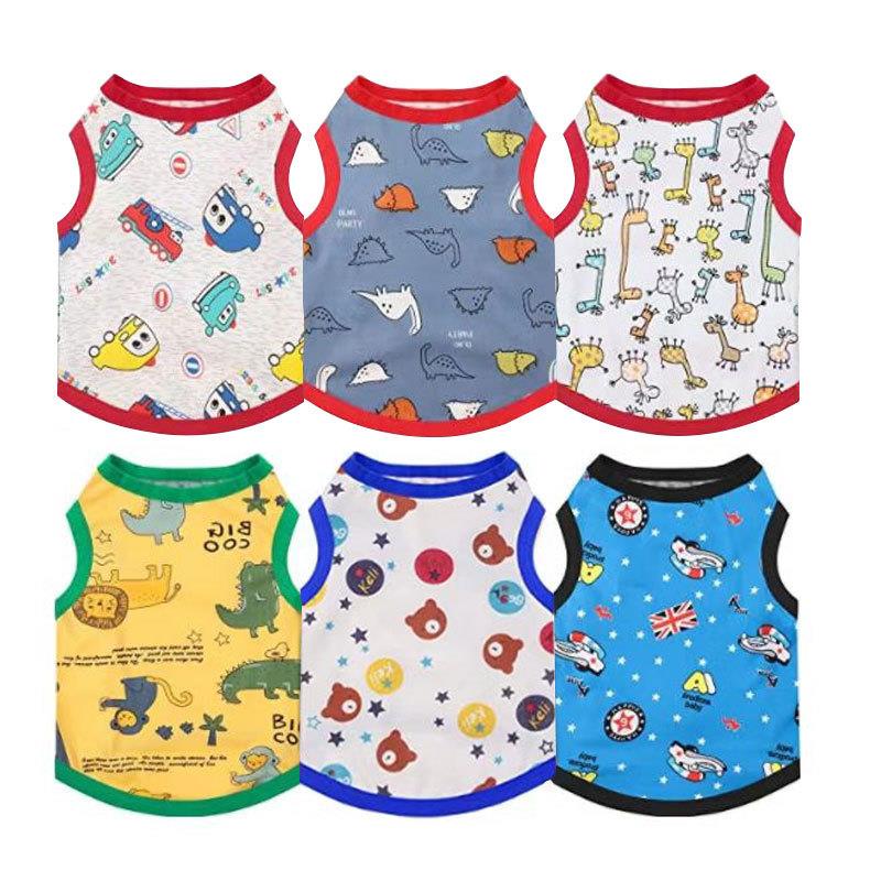 现货通用狗狗宠物背心卡通印花猫咪衣服幼犬小型犬宠物服饰