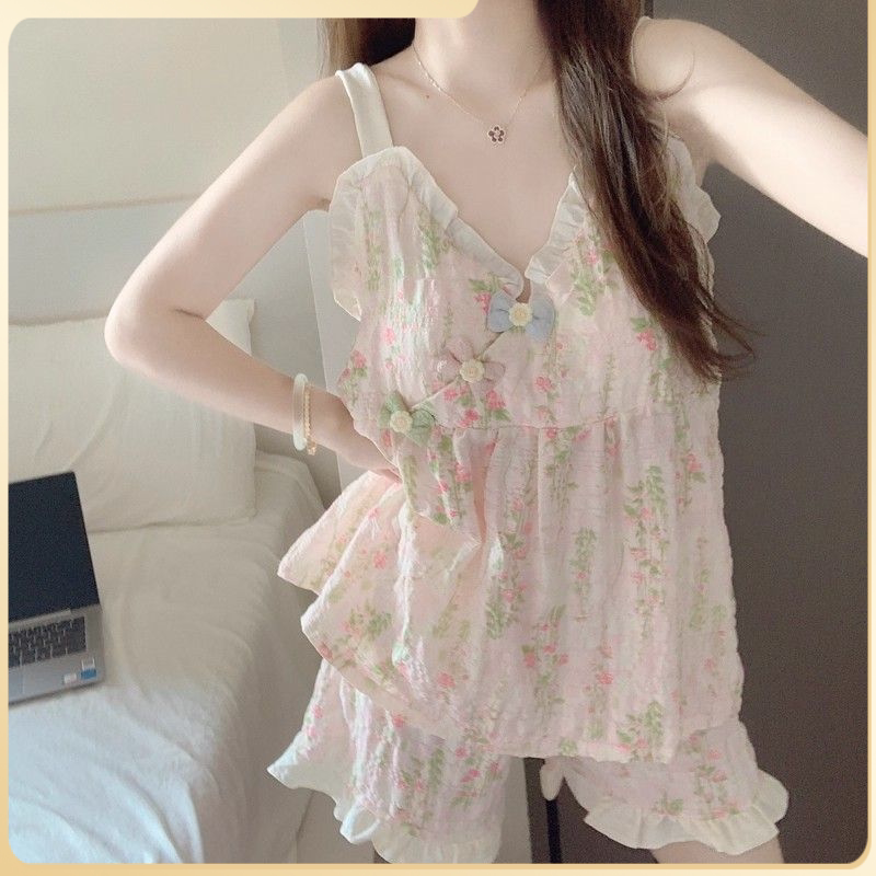 网红睡衣女新款带胸垫纯