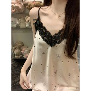 夏天纯欲性感冰丝带胸垫睡衣女新款夏季吊带短裤甜美家居服套装