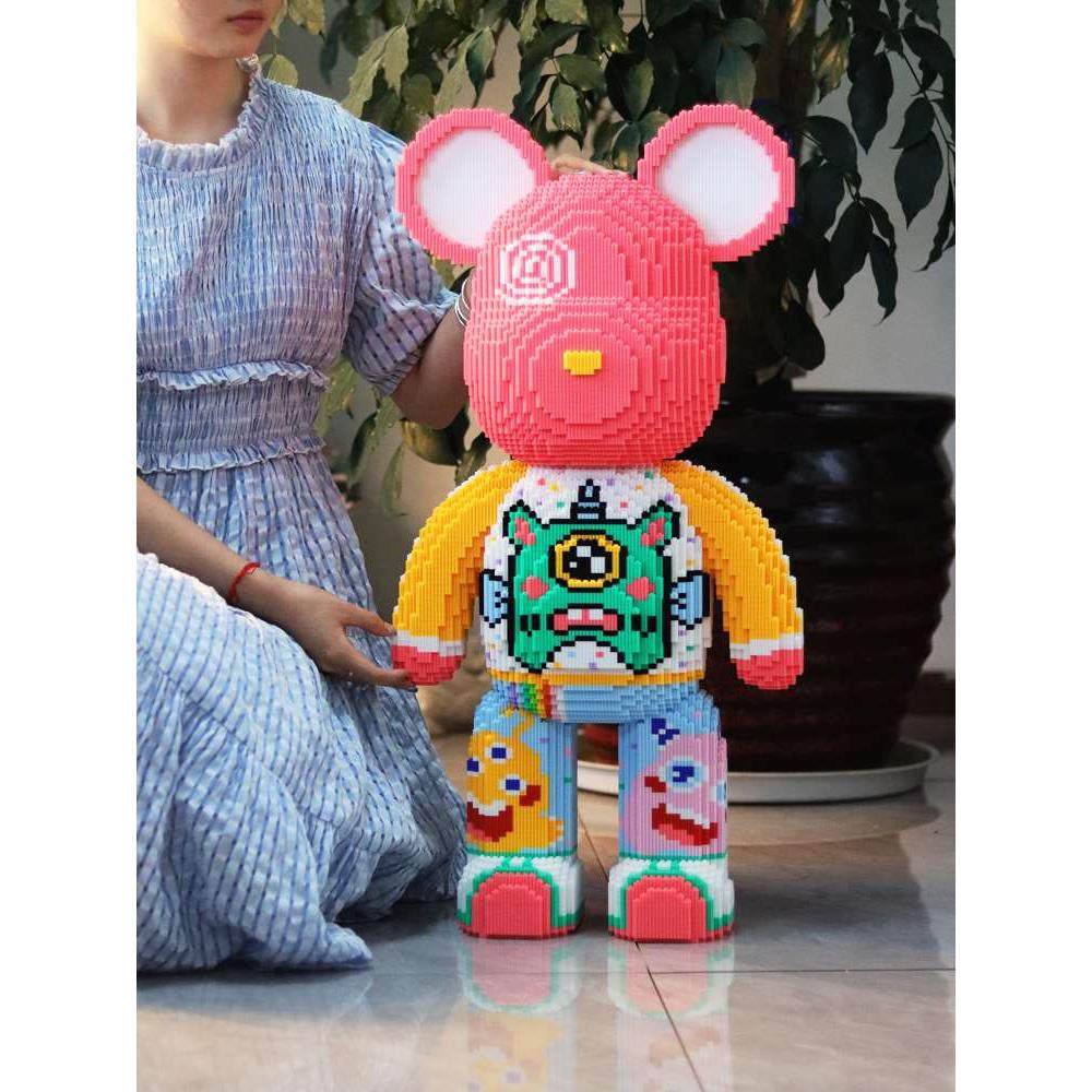 小颗粒拼装积木拼图益智玩具成人高难度男女孩巨型暴力超大熊摆件