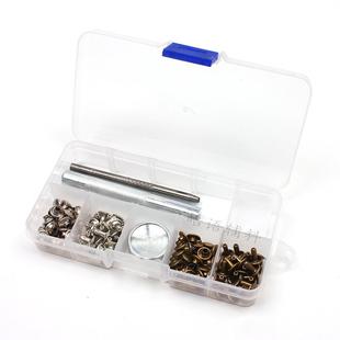 50套铆钉 青古铜银白2色皮革帽撞钉金属纯铜双面8MM 安装 工具套装