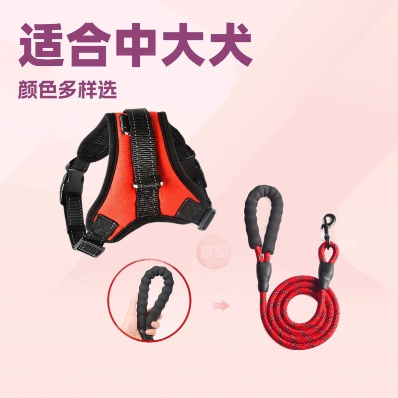 狗狗牵引绳金毛马犬小型狗链子牛仔布胸背带背心式遛狗绳宠物项圈