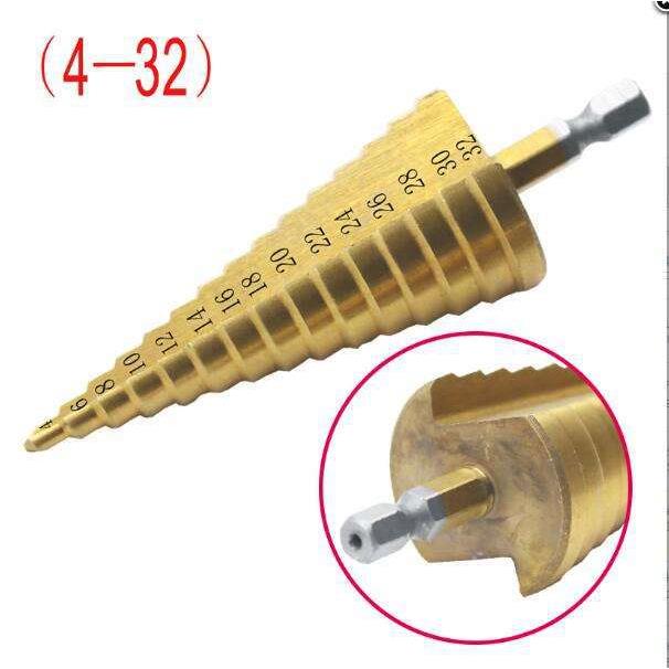 轴承钢六角柄阶梯钻/宝塔钻头/麻花钻头 塑料木材开孔器4-32单支