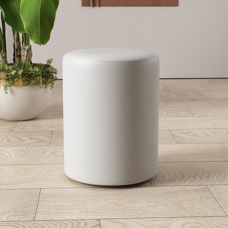 轻奢换鞋凳全实木化妆凳真皮可旋转梳妆台椅子小圆凳家用客厅矮凳