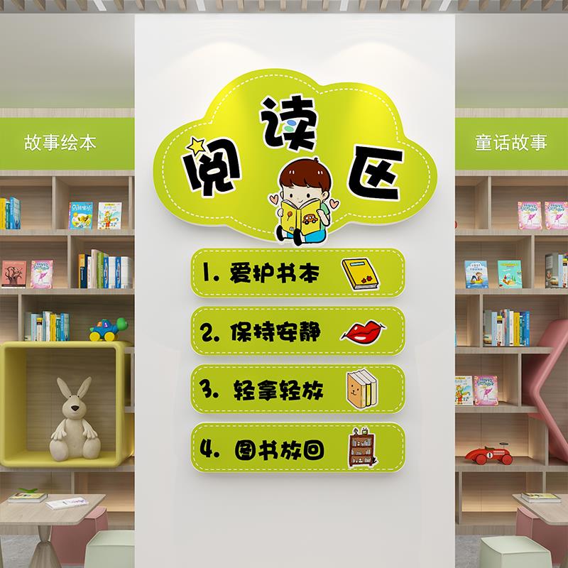 借阅读公约区图书角布置装饰览班级文化幼儿园环创墙贴面教室挂牌