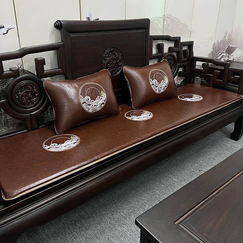 新中式红木沙发皮坐垫冬夏两用实木沙发座垫茶桌椅垫双面防滑定制