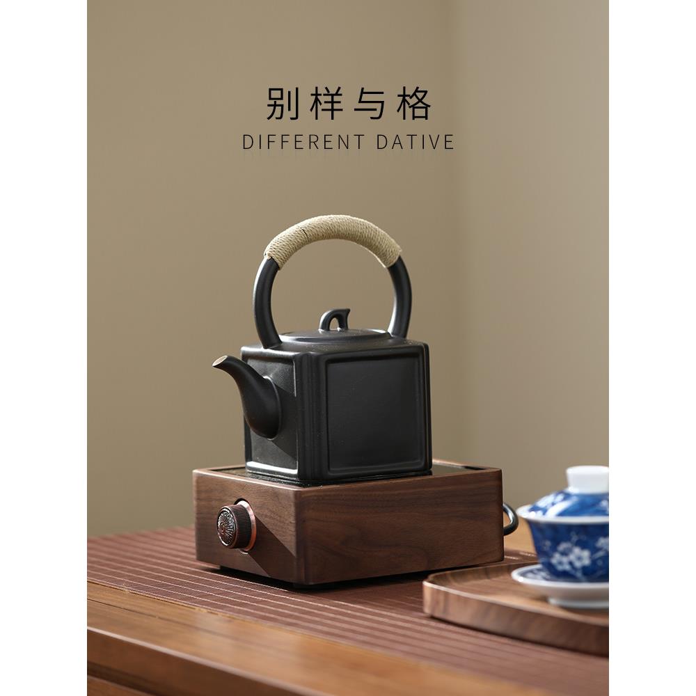 家用耐热陶瓷烧水壶黑陶煮水茶壶电陶炉功夫茶具明火陶瓷提梁壶
