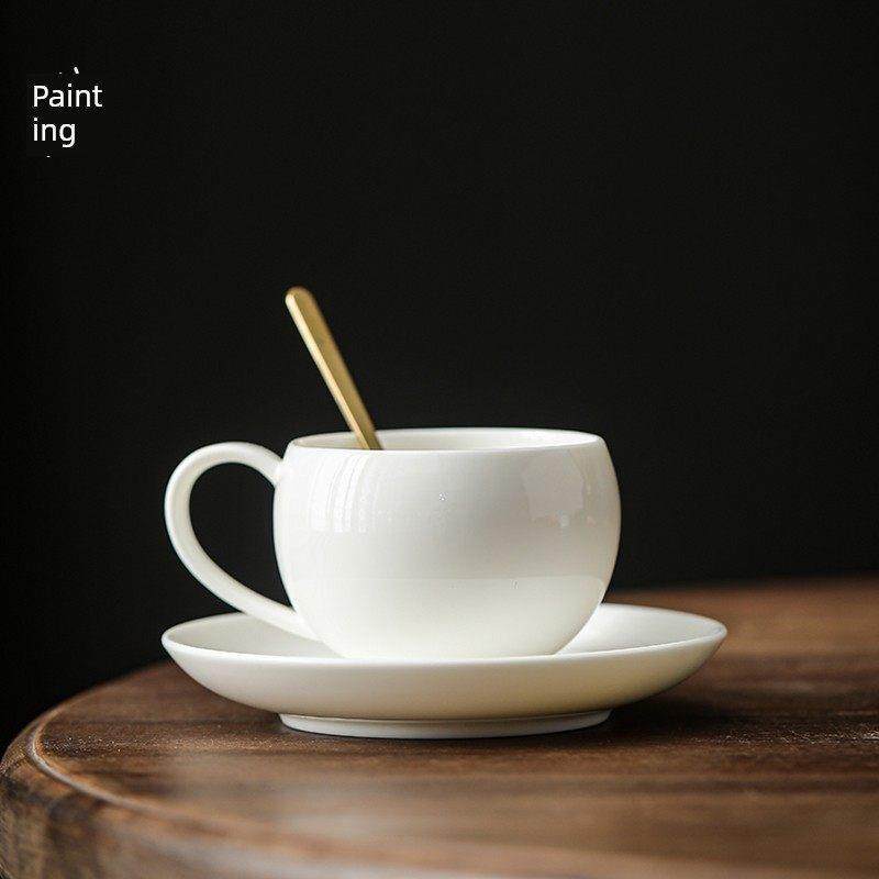 乳脂玉带柄咖啡杯，德化白瓷防烫木柄带勺，下午茶个人杯,餐饮具,茶杯,淘宝优惠券,粉丝福利购,淘宝优惠卷