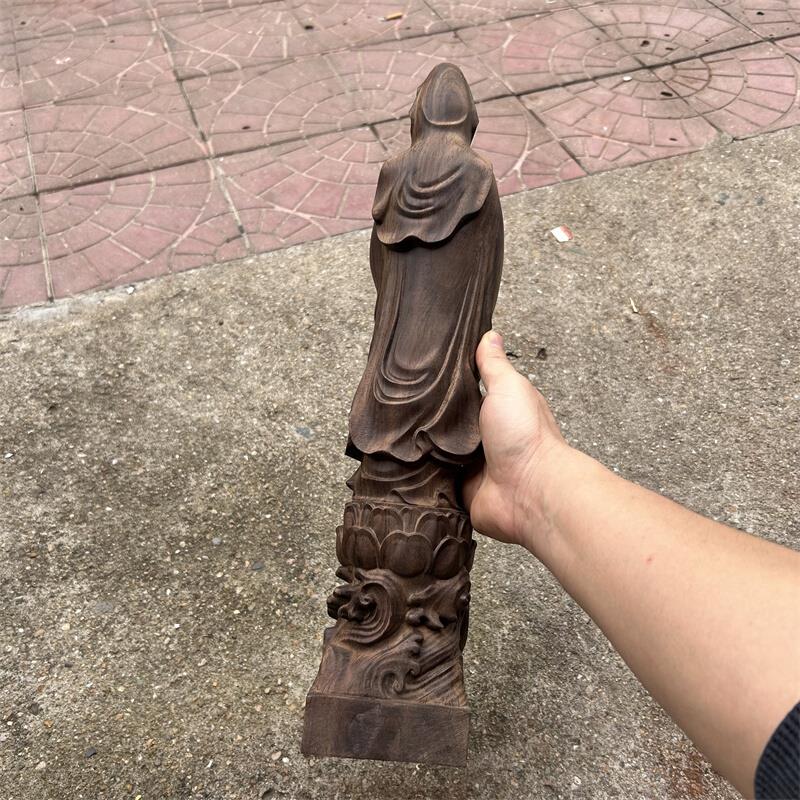 越南沉香木雕刻南海观音菩萨佛像客厅家用供奉观世音观音神像摆件
