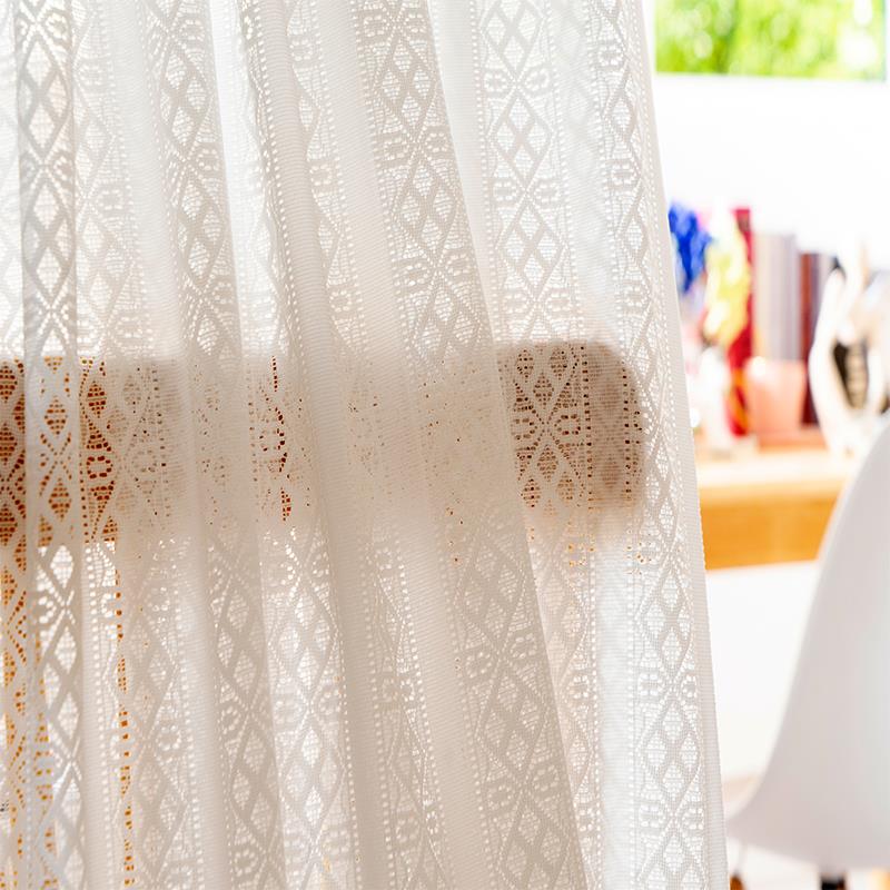 法式蕾丝纱帘白色白纱阳台门帘免打孔卧室飘窗魔术贴自粘式纱窗帘