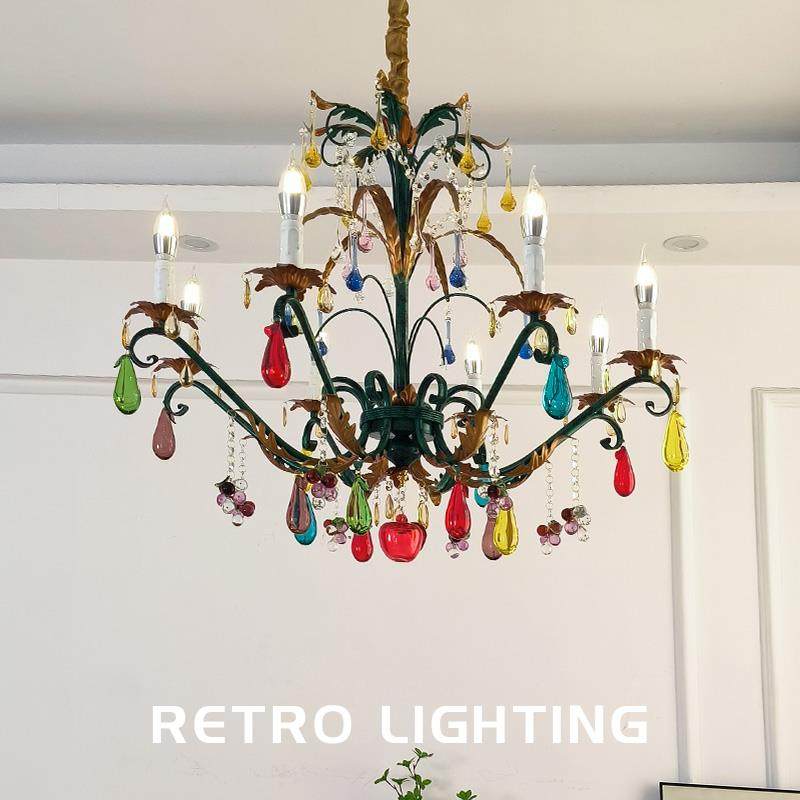 法国覆古客厅吊灯意大利艺术穆拉诺水果彩色玻璃浪漫卧室餐厅蜡烛