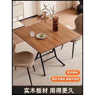 折叠餐桌家用小户型靠边站新型出租屋四方桌正方形写作业实木桌子