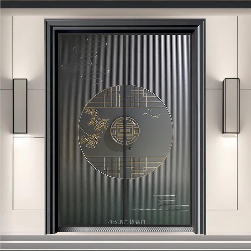 别墅大门双门家用农村自建房入户门新中式乡村庭院进户铸铝门
