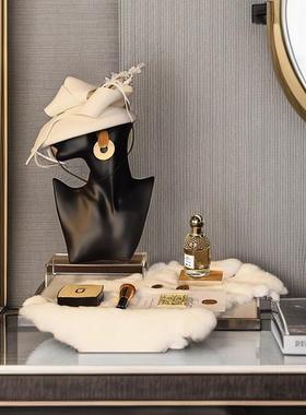 样板间衣帽间梳妆台摆件香水道具托盘衣橱柜卧室展厅轻奢软装饰品