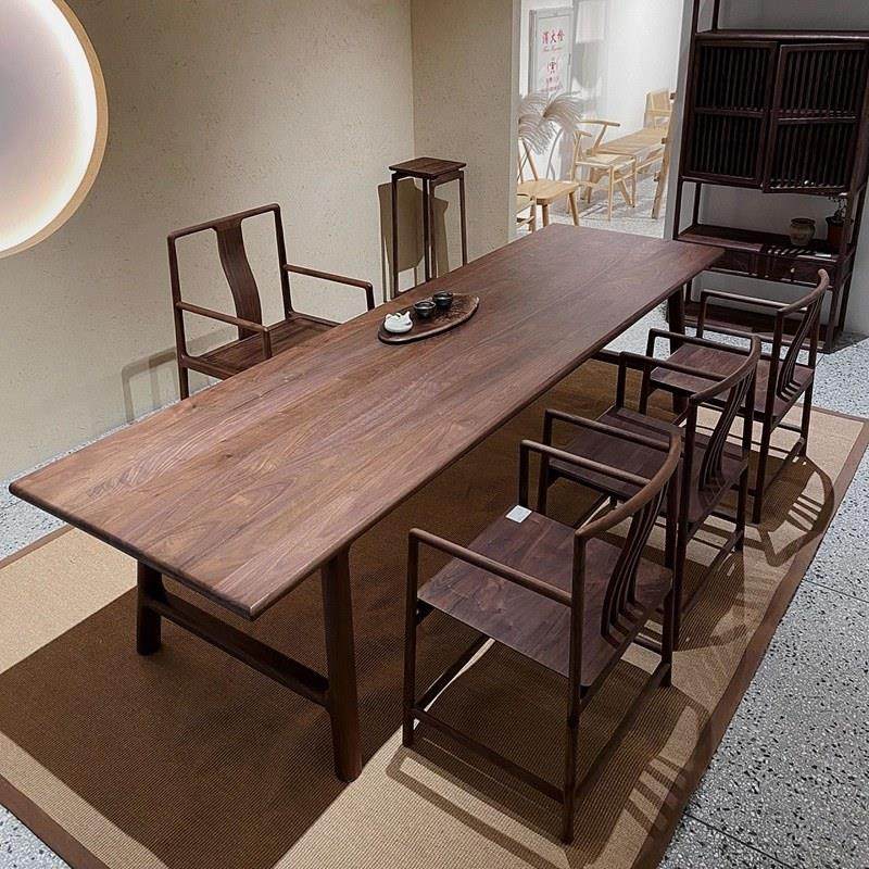 新中式北美黑胡桃木宋式美学大板茶桌椅 办公室功夫茶泡茶台家具,住宅家具,家用茶台/茶桌,淘宝优惠券,粉丝福利购,淘宝优惠卷