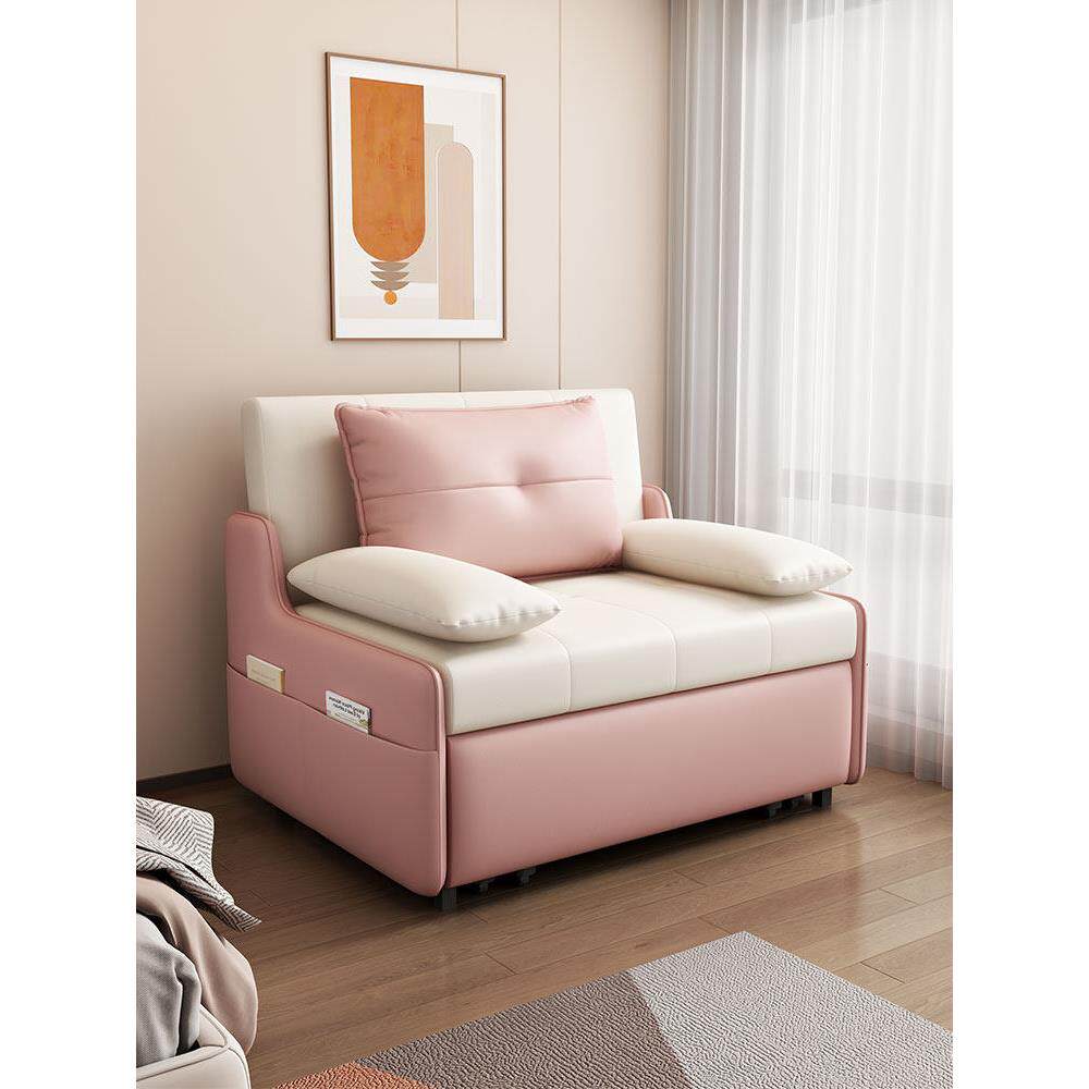 沙发床可折叠单人小户型 两用猫抓布推拉1米伸缩小户型阳台多功能