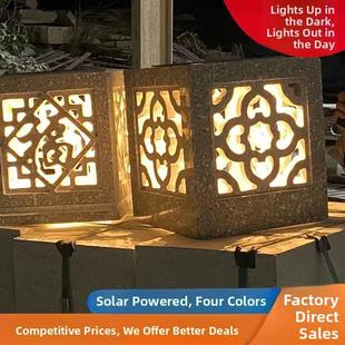 包邮石灯笼花岗岩太阳能柱头灯别墅新中式围墙灯户外柱子灯庭院灯