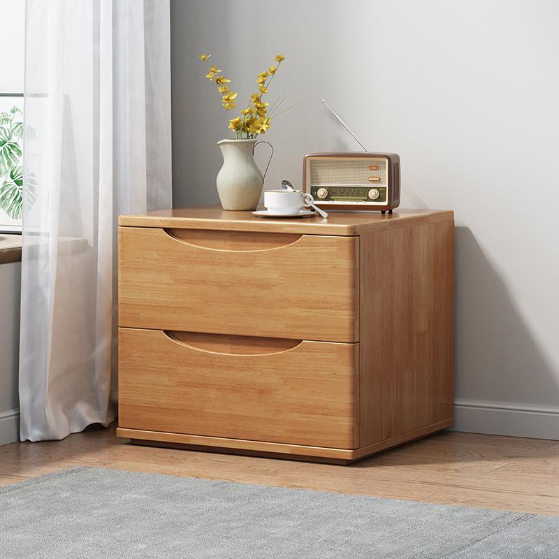 全实木床头柜简约现代小户型卧室床边柜北欧床边日式收纳柜两斗柜