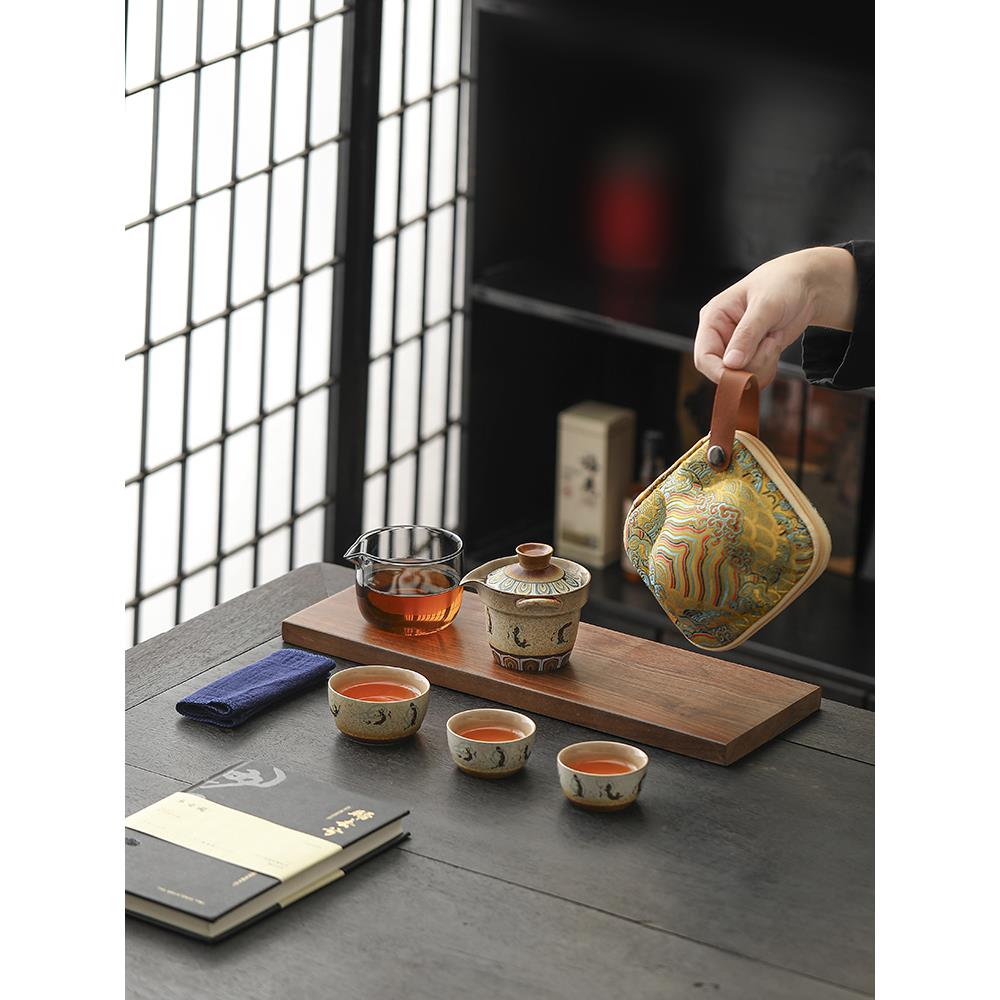 敦煌旅行茶具便携式快客杯露营泡茶一壶三杯2025新款户外茶具套装