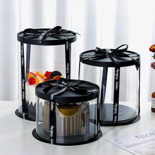 生日圆形蛋糕盒子包装盒4/6寸八8寸10寸12寸单层双层加高定制圆盒