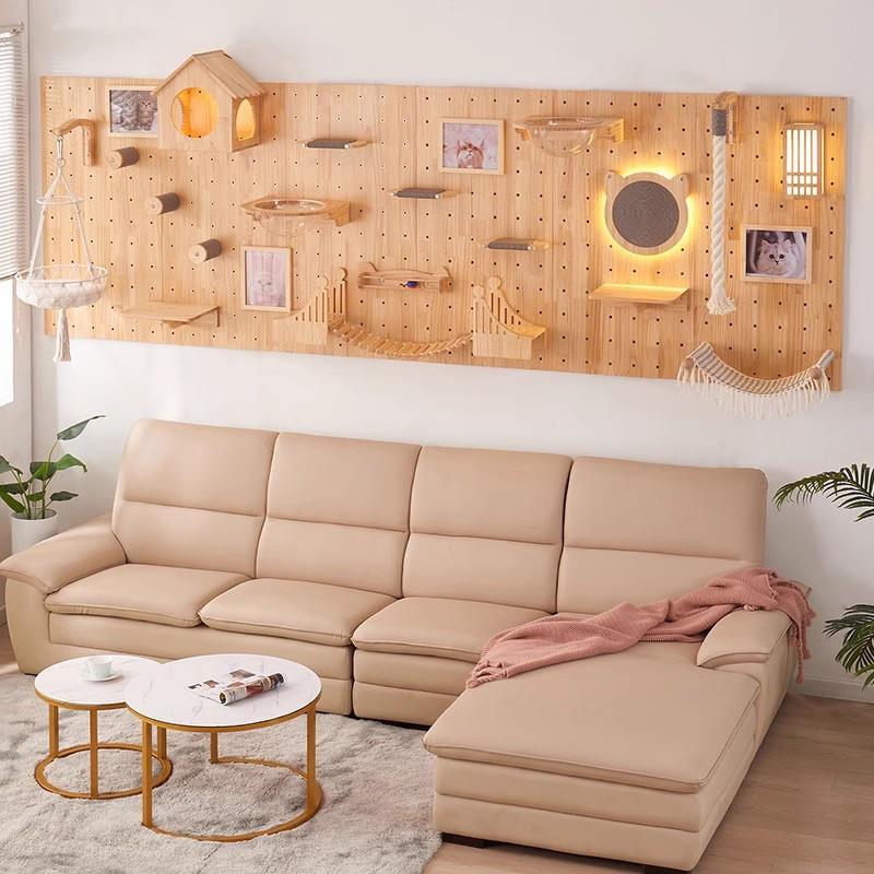 猫墙壁跳台实木猫爬架洞洞板DIY磨爪柱太空舱猫窝爬梯用品正品