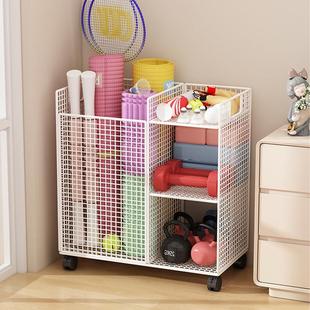 瑜珈垫收纳筐健身器材收纳运动器械收纳篮带轮放羽毛球拍夹缝移动