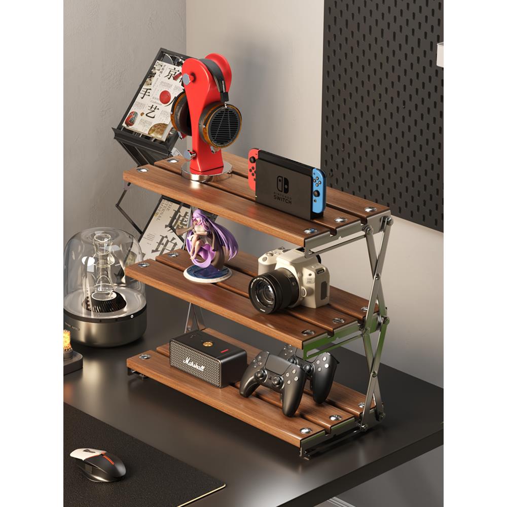 桌面置物架家用电脑桌可折叠咖啡杯架露营桌吧台收纳摆件整理架子