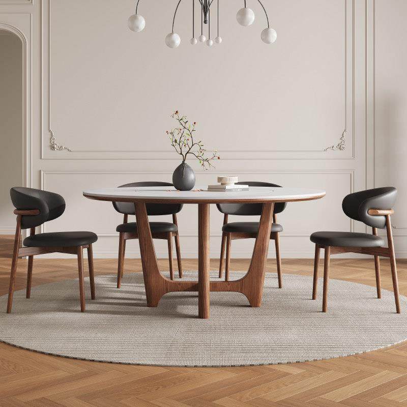 北欧实木岩板餐桌简约现代多功能电磁炉圆形餐桌内嵌转盘家用圆桌,住宅家具,岩板餐桌,淘宝优惠券,粉丝福利购,淘宝优惠卷