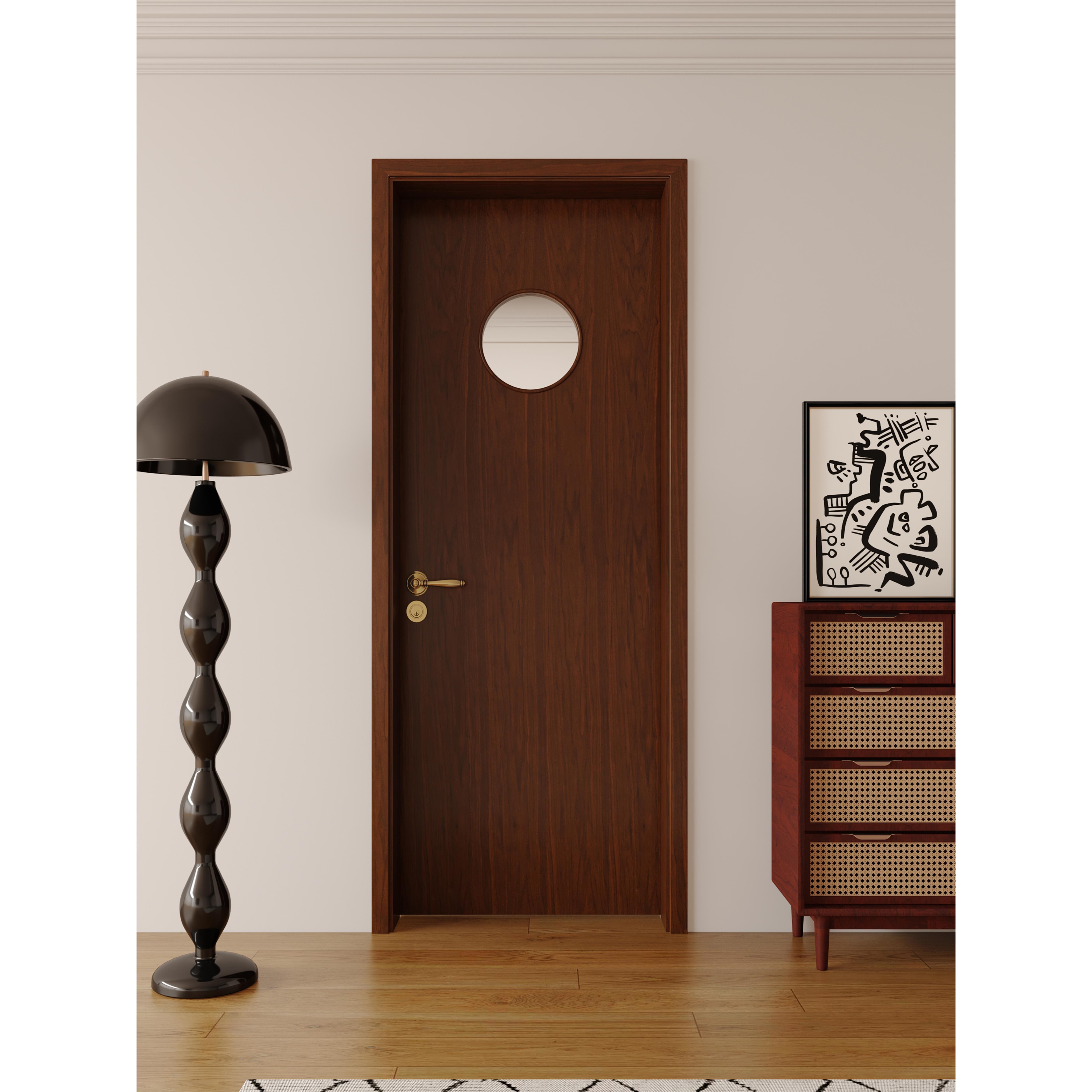 木以木作烤漆房间中古风室内新中式实木胡桃木卧室平开门原木法式