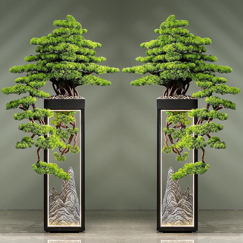 彷真迎客松假树绿植大型落地摆件茶室会所办公室客厅罗汉松装饰