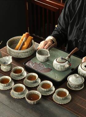 景德镇高档建盏窑变釉功夫茶具创意陶瓷家用防烫茶壶品茗杯茶道礼