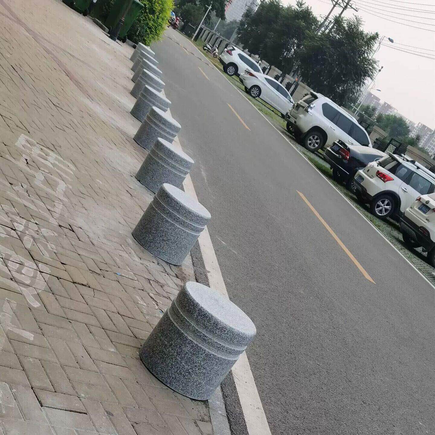 挡车石柱桩圆柱花岗岩石凳方凳墩子防撞大理石阻车挡路石头球路障