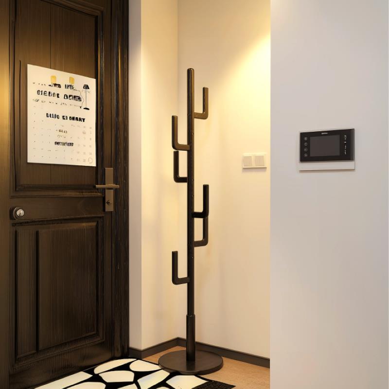 树彤仙人掌衣帽架 实木衣架落地黑色卧室玄关现代意式轻奢挂衣架