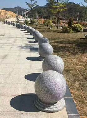 石球圆球路障阻车石芝麻白广场阻车石墩天然花岗岩现代圆雕石头球