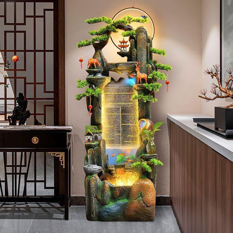 循环水室外庭院招财假山假山盆景鱼池流水落地大摆件
