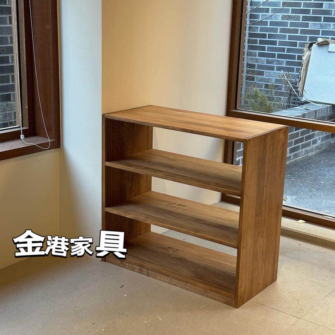 实木多层置物架书架陈列架复古花架盆栽加碗盘收纳柜隔断储物柜