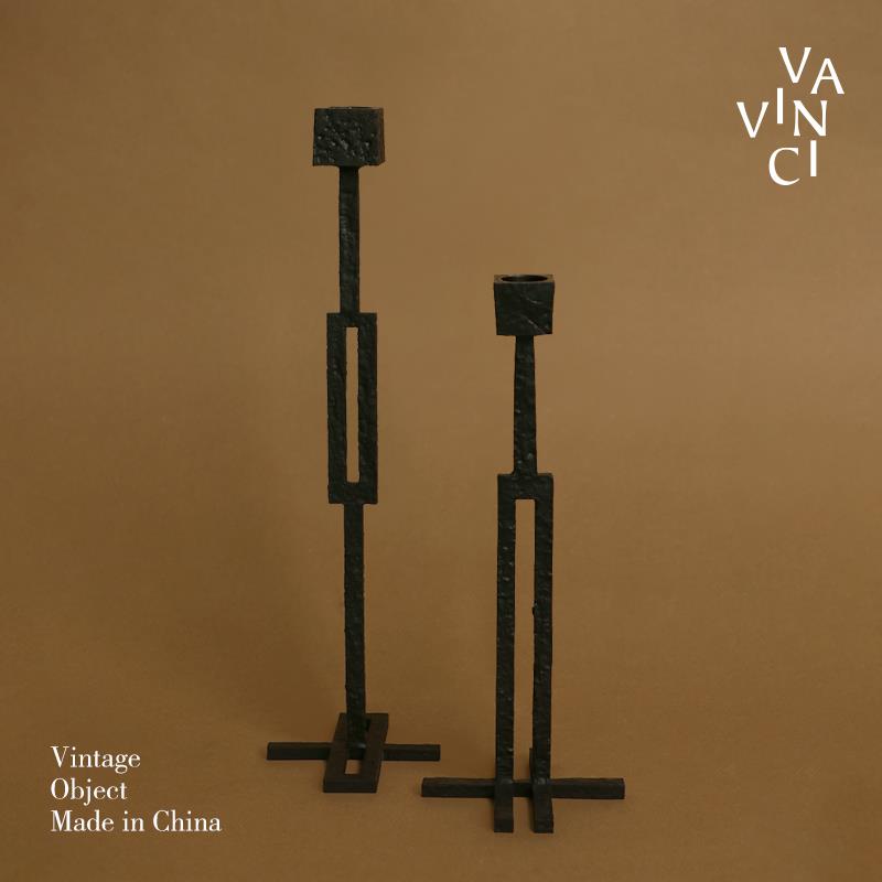 梵其覆古轻奢金属蜡烛台摆件样板间餐厅桌面中古艺术烛台组合装饰