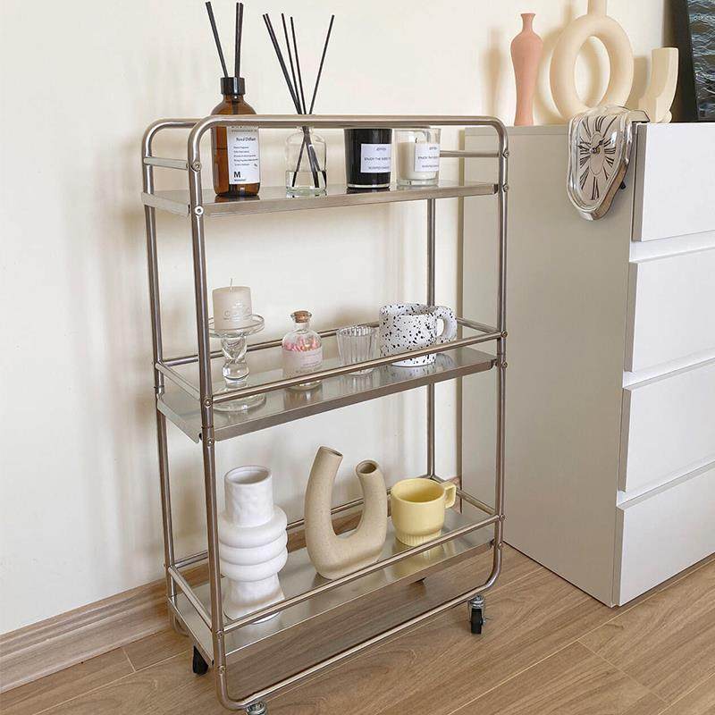 中古风小推车可移动置物架夹缝卧室化妆室分层落地香水收纳层架架