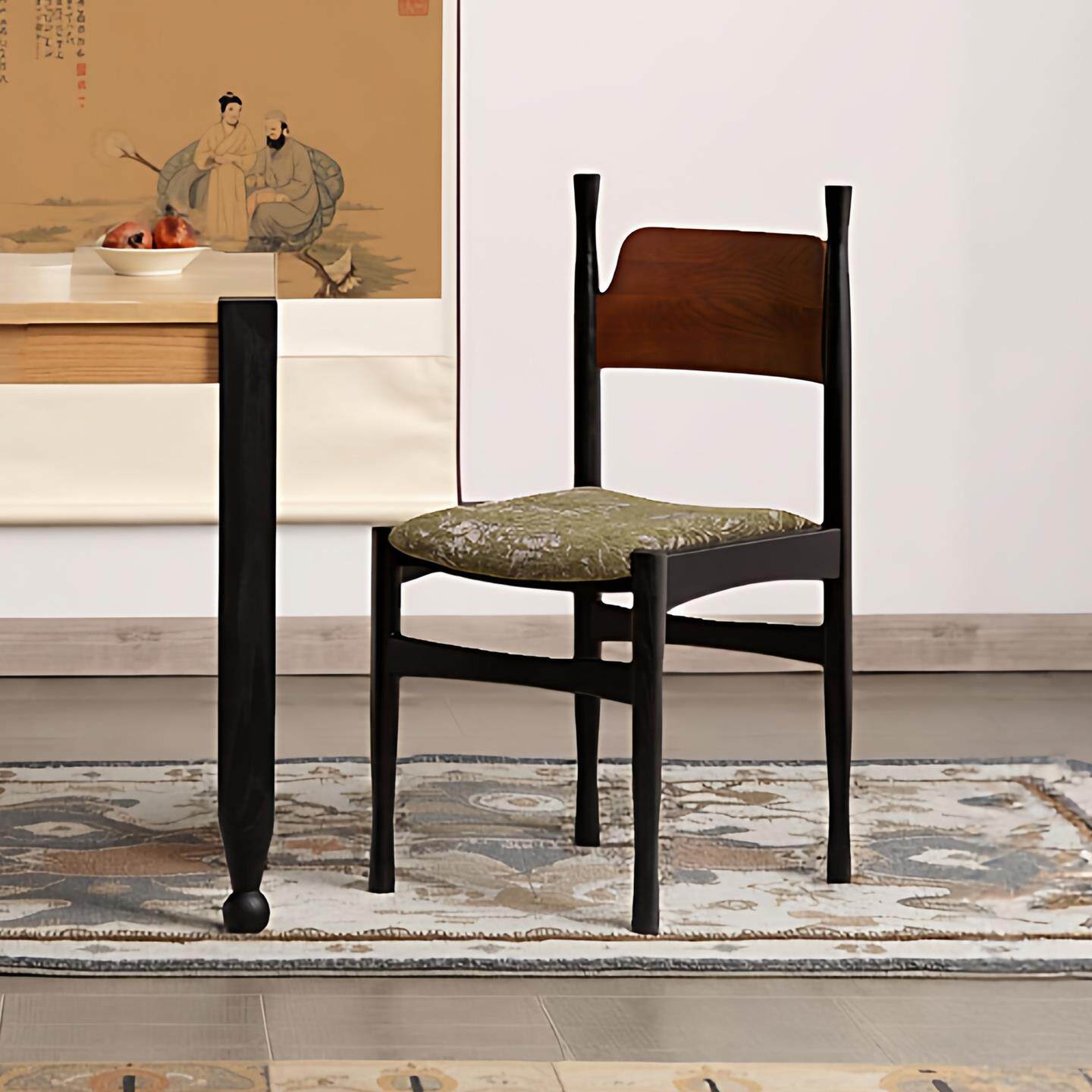 超菲复古中古实木餐椅2025新款法式家用靠背轻奢软包餐厅餐桌椅子