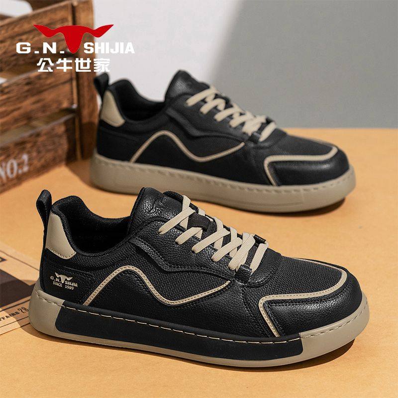 公牛世家男鞋秋季透气舒适软面复古板鞋苍迹鞋系带软底男士休闲鞋,流行男鞋,休闲板鞋,淘宝优惠券,粉丝福利购,淘宝优惠卷