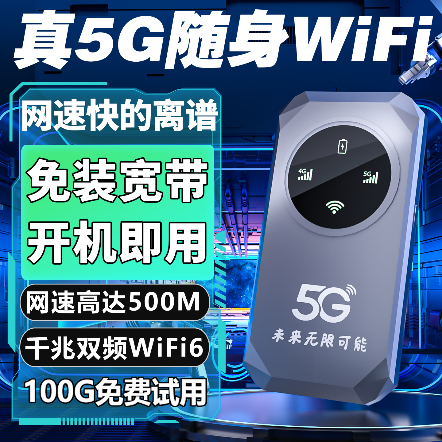 2025新款真5G随身wifi6移动无线网络wi-fi千兆双频全网通高速流量便捷式免插卡路由器家用宽带5g户外直播车载