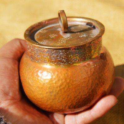 老铜茶叶罐 紫铜纯铜仿古简约茶叶罐纯手工打造紫铜紫铜容器血气