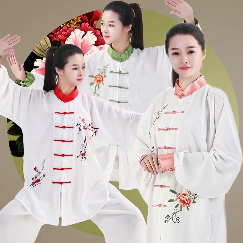速发新款刺绣太极服星光麻太极拳练功服春夏秋中老年晨练武术表演