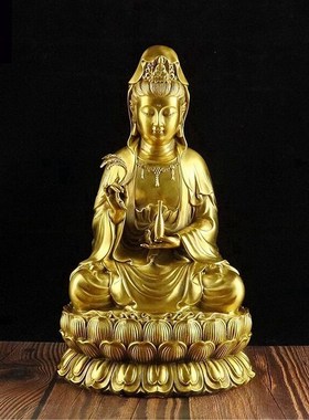 速发居铜南海观音佛装饰家全客摆件观世音像萨菩工艺品中式送礼