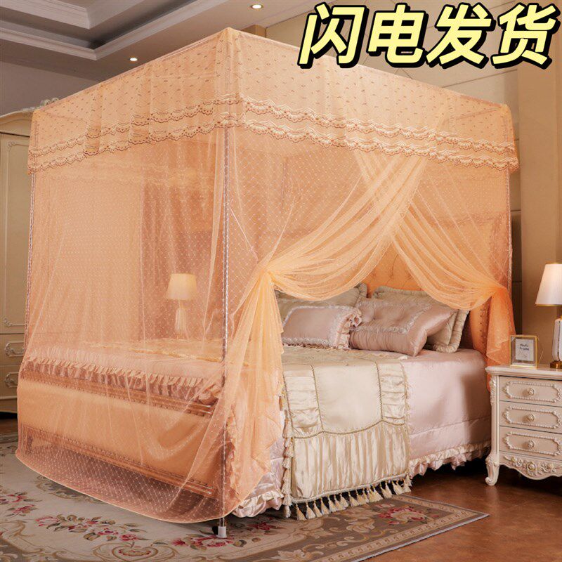 速发新款蚊帐家用落地1老5米床.密单开门卧室加式202年高级宫廷纹